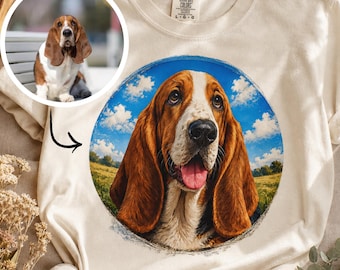 Camiseta personalizada con retrato de mascota, camiseta estilo bootleg con tu foto, regalo personalizado con foto de perro o gato, regalo conmemorativo para mascotas Comfort Colors®, camiseta para papá de gatos