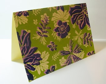 Green Floral Greeting Card - Silkscreen Print