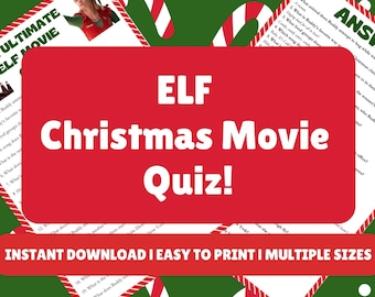 ELF Christmas Movie Trivia Quiz, Christmas Games, Christmas Quiz, Christmas Trivia, Movie Trivia, DIGITAL DOWNLOAD