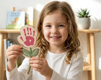 Gepersonaliseerd bord met handafdruk, doe-het-zelf kindercadeau voor moeder, Moederdagcadeau voor moeder en oma, plaquette handafdruk baby