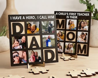 Personalized Photo Wood Frame Gift, Custom Picture Sign for Mom, Dad or Grandma, Mother’s Day & Father’s Day Gift, Wood photo sign
