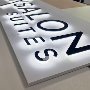 Letrero comercial personalizado, letrero comercial con luz LED retroiluminada, letrero con logotipo en 3D, logotipo moderno para pared de oficina, letrero para propietarios de negocios, letrero comercial