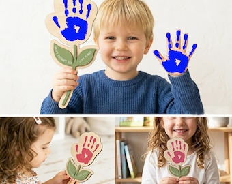 Letrero personalizado con huella de mano, regalo infantil hecho a mano para mamá, regalo del Día de la Madre para mamá y abuela, placa con huella de mano de bebé.