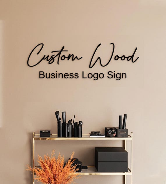 Custom Handmade Wooden Logo Business Sign, Wooden Wall Lettering Sign, Rustic Wood Sign, Laser Cut Logo Sign, Wooden Brand Sign for Office