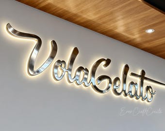 Niestandardowy podświetlany szyld z logo 3D: szyld firmowy LED, podświetlany szyld firmowy LED 3D, szyld z logo firmy, logo ścienne w biurze, szyld firmowy