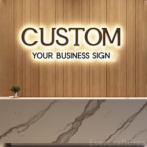 Logotipo de parede personalizado, letreiro comercial com iluminação LED, letreiro com logotipo 3D, logotipo de parede moderno para escritório, letreiro para empresários, letreiro comercial