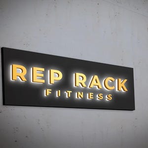 Custom Backlit LED Business Sign: Laser Cut Metal Logo