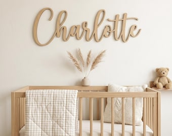 Aangepaste houten babynaambordje, gepersonaliseerde houten naam uitgesneden letters, muurnaam kinderkamer, decor pasgeboren slaapkamer, kraamcadeau