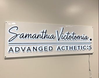 Niestandardowy podświetlany szyld firmowy LED: logo 3D, nowoczesny wystrój biura