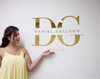 Niestandardowy znak z logo 3D: wycinane laserowo akrylowe szyldy firmowe, złote akrylowe litery na szyldy salonowe, nowoczesne szyldy, szyldy ze szczotkowanego metalu