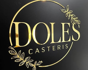 Niestandardowy szyld z logo 3D | Wycinany laserowo szyld firmowy z akrylu | Szyld ścienny z literami z akrylu | Nowoczesne szyldy do salonów i sklepów | Szyld biurowy ze szczotkowanego metalu