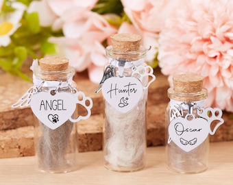 Tarro conmemorativo de pelo de mascota personalizado, tarro conmemorativo de pelo de mascota personalizado, recuerdo de pelo de mascota, regalos por la pérdida de una mascota, regalo en recuerdo de un perro, regalo conmemorativo de urna