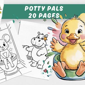 Potty Pals Coloring Pages | 20 Fun Illustrations (Digital Download)