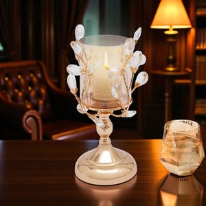 Gold Glass Candle Holder – Romantic Candlestick Stand for Table Centerpiece, Wedding, Dinner Party, Home Decor