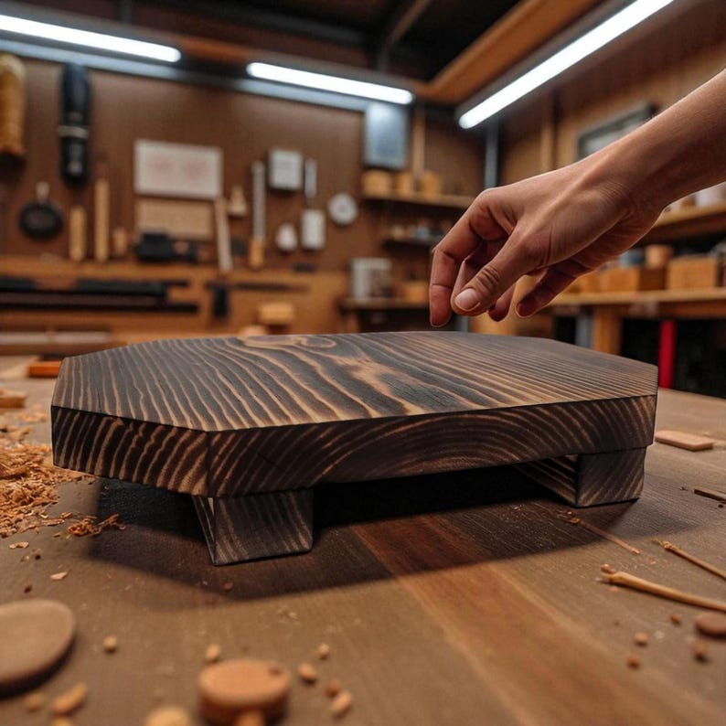 Rustic Wood Riser Pedestal Tray | Handcrafted Farmhouse Display Stand ...