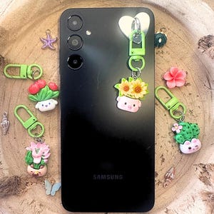 Bijou de téléphone pot de fleurs animal – capybara, chat, chien, cochon, lapin ou panda – accessoire mignon pour toutes coques