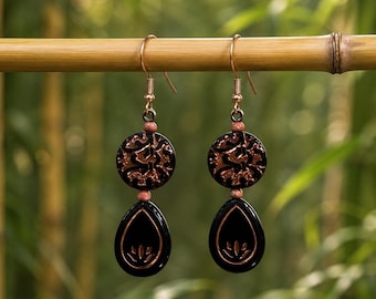 Black Lotus Boho Earrings
