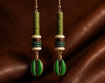 Emerald Cowrie Earrings