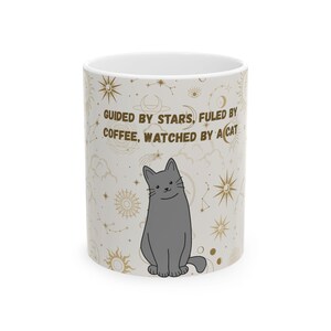 Cosmic Cat Coffee Mug, Cute Cat Mug, Starry Night Mug, Gift for Cat Lovers, Celestial Mug, Astrology Coffee Cup