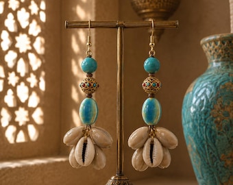 Bleu Ocean Cowrie Statement Earrings