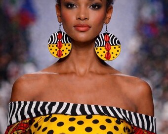 Hand painted Zuri Cowrie Statement Earrings