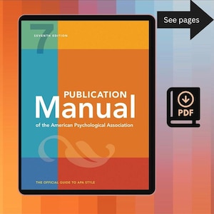 Publication Manual 7th Edition of the American Psychological Association APA Full eBook