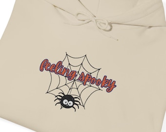Feeling Spooky Embroidered Halloween Hoodie, Embroidery Design Halloween Sweatshirt, Spooky Season Fun Fall Sweater, Autumn Pullover