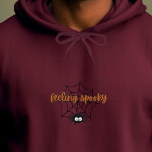 Feeling Spooky Embroidered Halloween Hoodie, Embroidery Design Halloween Sweatshirt, Spooky Season Fun Fall Sweater, Autumn Pullover