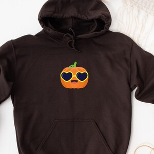 Cute Pumpkin Embroidered Halloween Hoodie, Embroidery Design Halloween Sweatshirt, Spooky Season Fun Fall Sweater, Autumn Pullover
