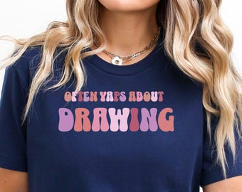 絵を描くことについてよくしゃべる、面白いアーティストスケッチャーTシャツ
