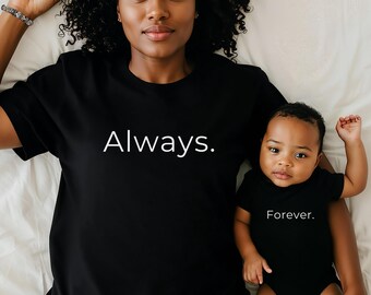Mommy and Me Matching One Word Shirt Set, Mother and Daughter Text Shirt, Mama and Baby Tee, Mom and Toddler, Momma and Child Matched Top