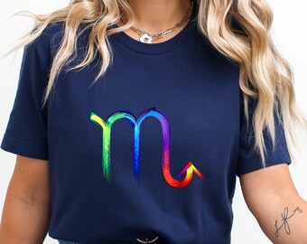 Scorpio Zodiac Shirt, Colorful Astrology Graphic Tee, Horoscope Sign Gift