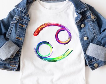 Cancer Zodiac Shirt, Colorful Astrology Graphic Youth Tee, Horoscope Sign Gift