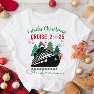 Personalized Family Christmas Cruise 2025 Shirt, Christmas Family Vacation T-Shirt, Custom Christmas Cruise Shirt