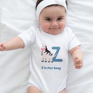 Body personalizado para bebé con estampado de la letra Z y nombre / Algodón hipoalergénico de primera calidad / Tejido natural sin tintes / Regalo para recién nacidos, cumpleaños y Navidad