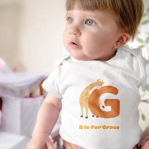 Body personalizado para bebé con estampado de la letra G y nombre / Algodón hipoalergénico de primera calidad / Tejido natural sin tintes / Regalo para recién nacidos, cumpleaños y Navidad