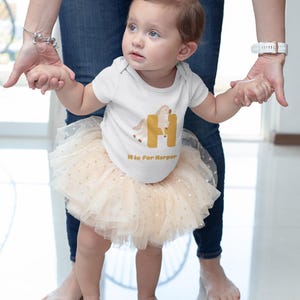 Body personalizado para bebé con estampado de la letra H y nombre / Algodón hipoalergénico de primera calidad / Tejido natural sin tintes / Regalo para recién nacidos, cumpleaños y Navidad