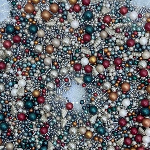 STARLIT DREAMING Sprinkle Mix: Hand-Dyed Edible Sugar Pearls, Festive Christmas Baking, Australian Outback