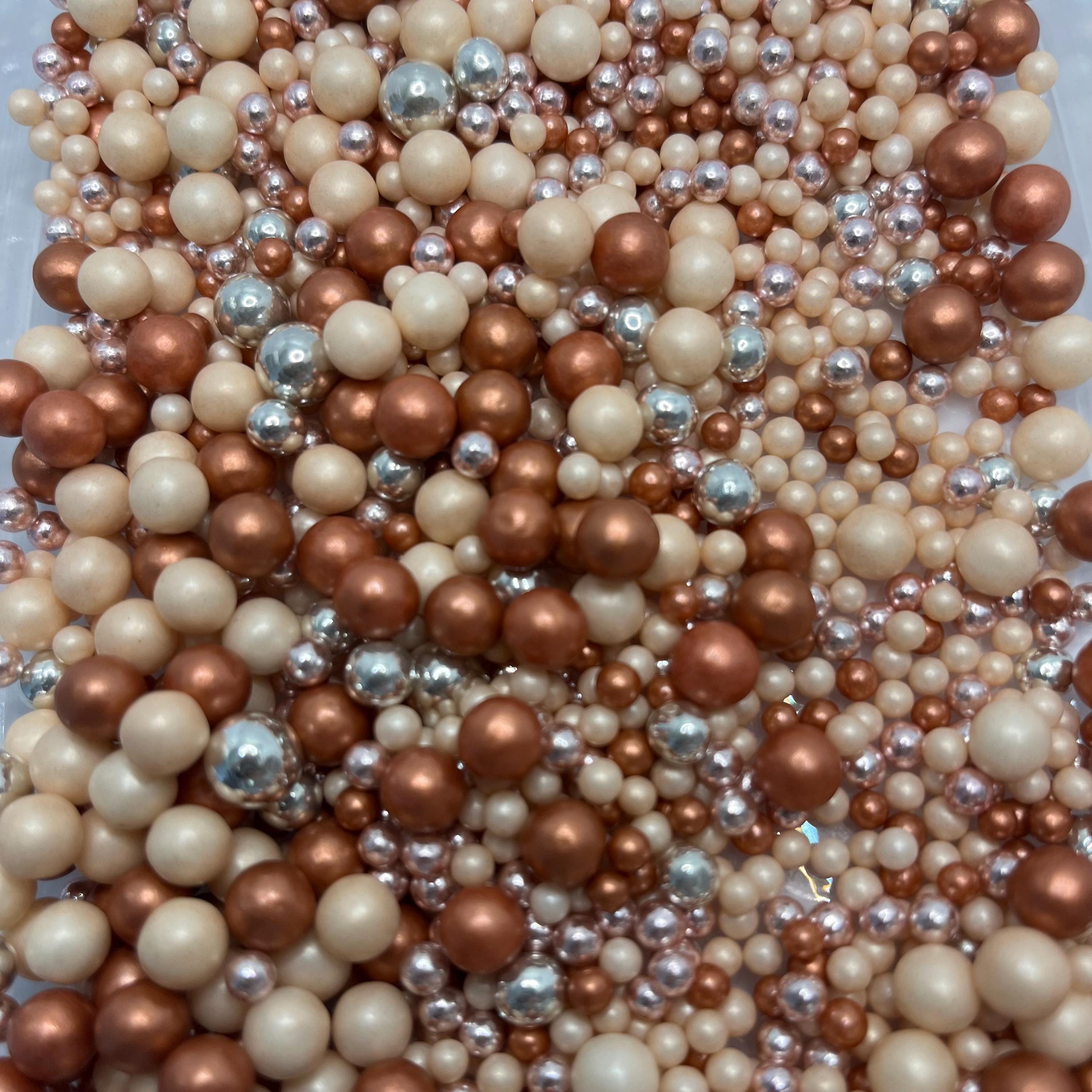 CHAMPAGNE COPPER GLOW Sprinkle Mix, Hand-dyed Edible Pearls, Metallic Luxe Sprinkle Blend