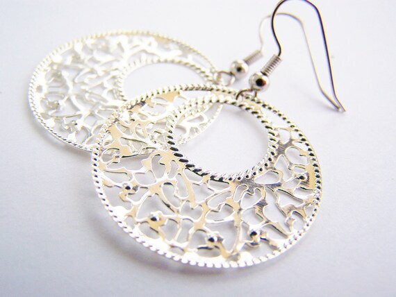 Items similar to Summer in the Hamptons - Silver Filigree Hoops FREE ...