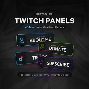 Twitch Panels - 40 minimalistische Farbverlaufs-Designs | für Twitch & Kick