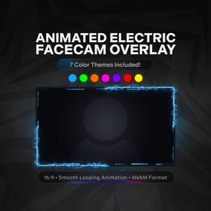 Animierte Electric Webcam Overlay | 7 Farbigerahmen für Twitch, Kick, YouTube & TikTok