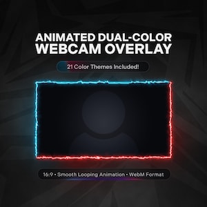 Animated Neon Webcam Overlays – 21 Dual Color Webcam Frames for Twitch, Kick & YouTube