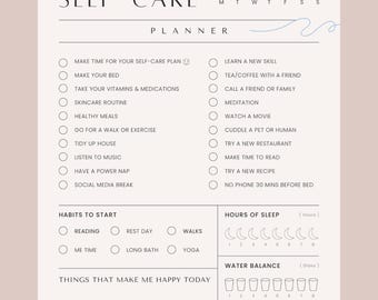 Self-Care Planner |Printable| Light Pink| Daily Practice| Mental Health | 11.5in x8 in Digital Download