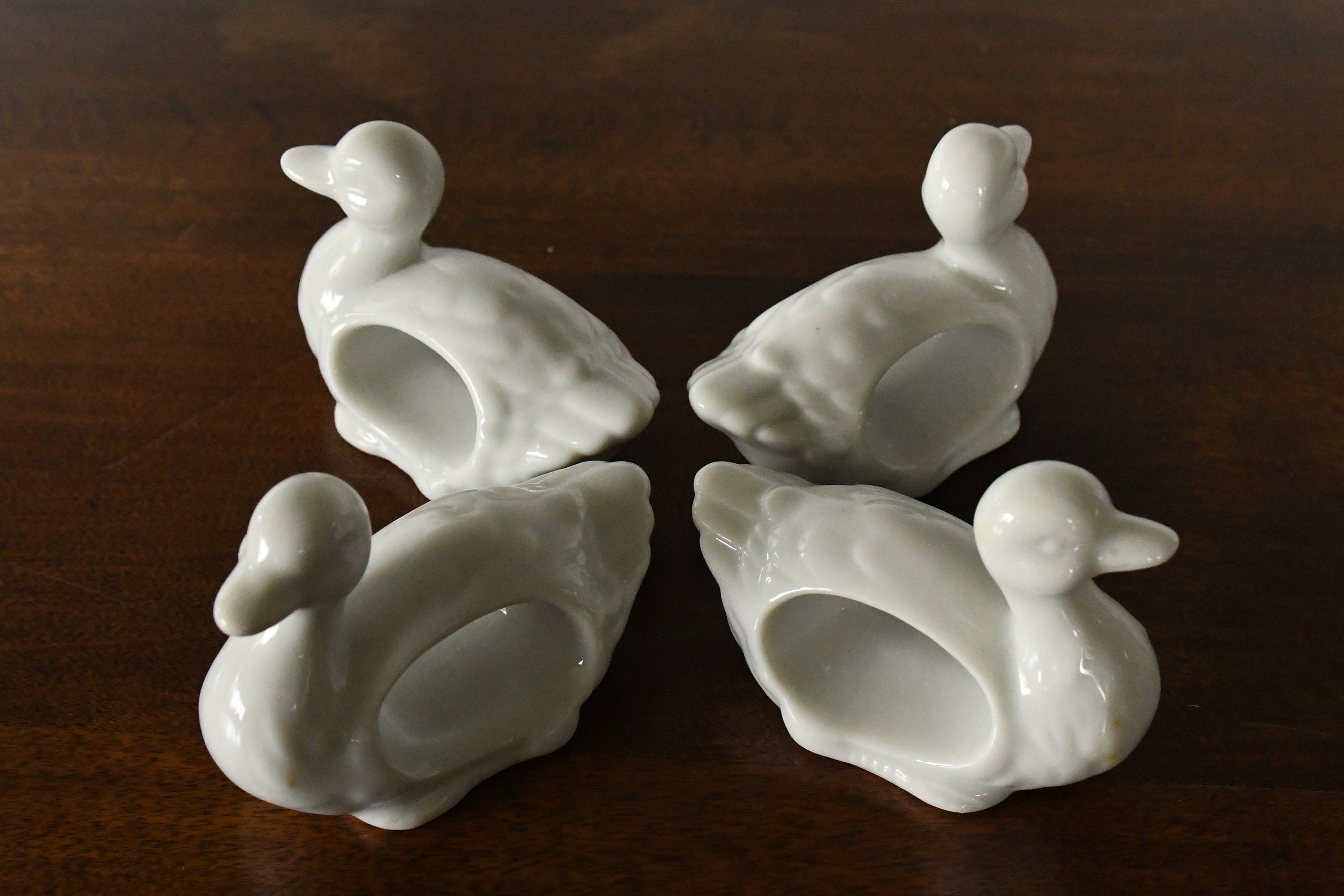 Set of Four White Ceramic Duck Napkin Rings 1990's Etsy UK