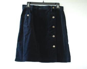 vintage Liz Wear black velveteen mini skirt - button front - 1990's