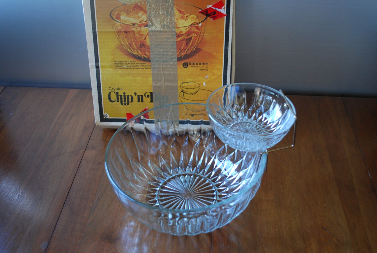 Chip and Dip Set Three piece Crystal Pattern 1970's Etsy