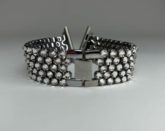 Handmade with European crystals ,metal bracelet , premium crystals from Austria , Handmade Watch Band, Elegant Accessory, crystal