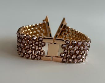 Bling Apple Watch Band, Samsung Stainless Steel Watch Band, Handmade Watch Strap, Apple Watch Accessory, vintage rose