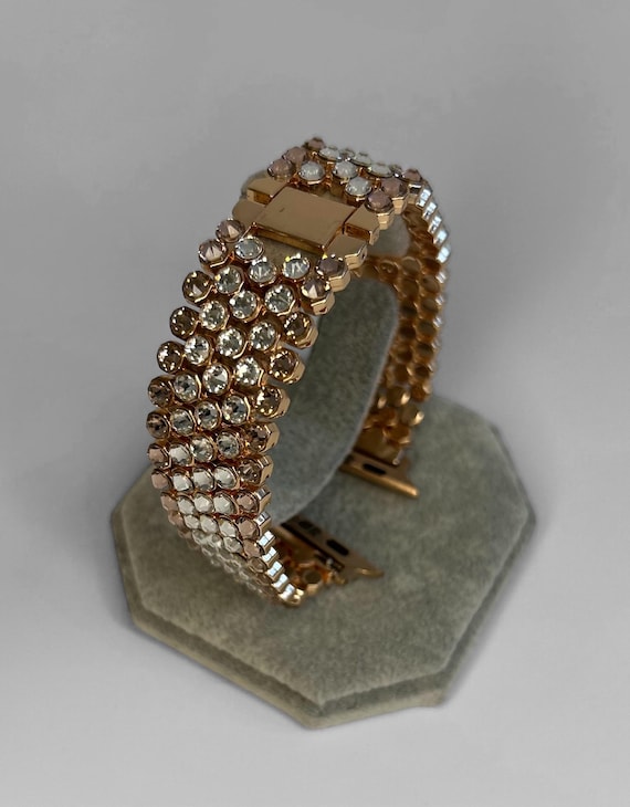 Premium Rose Gold Crystal Apple Watch Band: Handmade 